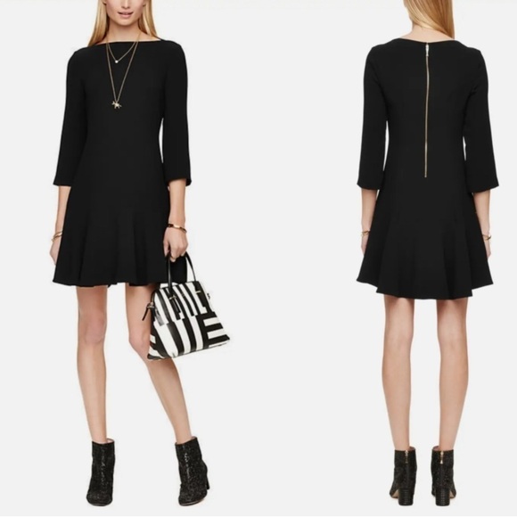 kate spade new york‎ Flounce Crepe Mini Dress in Black 4 - Picture 1 of 10